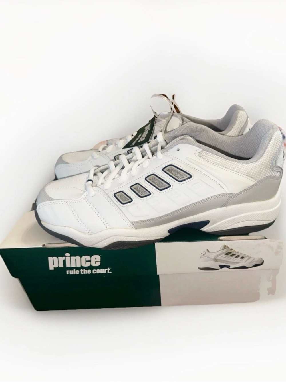 Prince Men's White and Gray Athletic Court Shoes